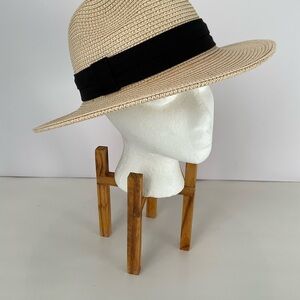 Solar Escape Elegant Cream and Black Women's Straw  Hat